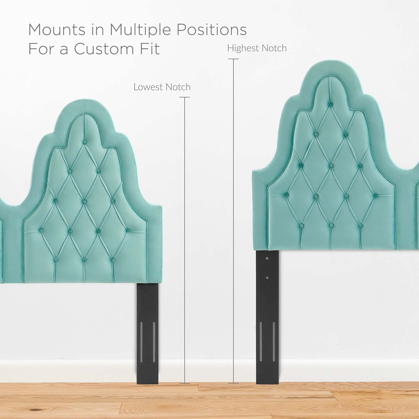 Augustine Tufted Performance Velvet Full/Queen Headboard, Velvet, Blue, 22305