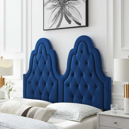 Augustine Tufted Performance Velvet Full/Queen Headboard, Velvet, Blue Navy, 22306