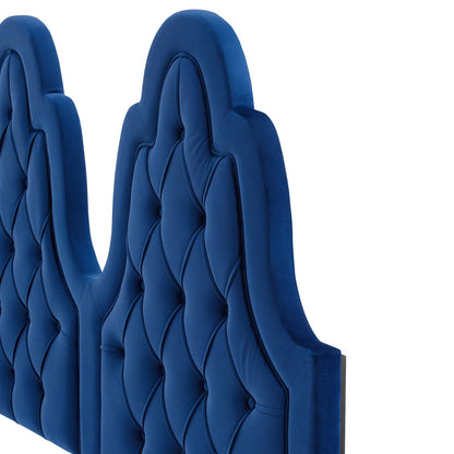 Augustine Tufted Performance Velvet Full/Queen Headboard, Velvet, Blue Navy, 22306