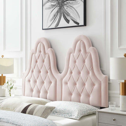 Augustine Tufted Performance Velvet Full/Queen Headboard, Velvet, Pink, 22307
