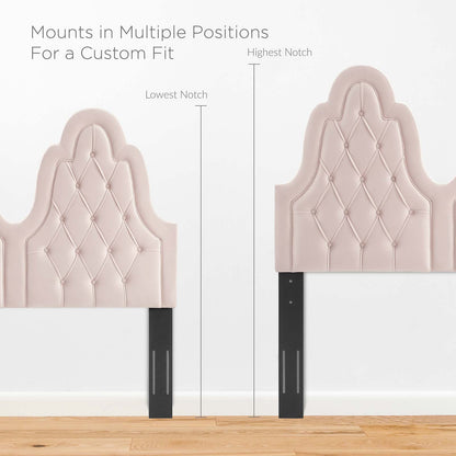 Augustine Tufted Performance Velvet Full/Queen Headboard, Velvet, Pink, 22307