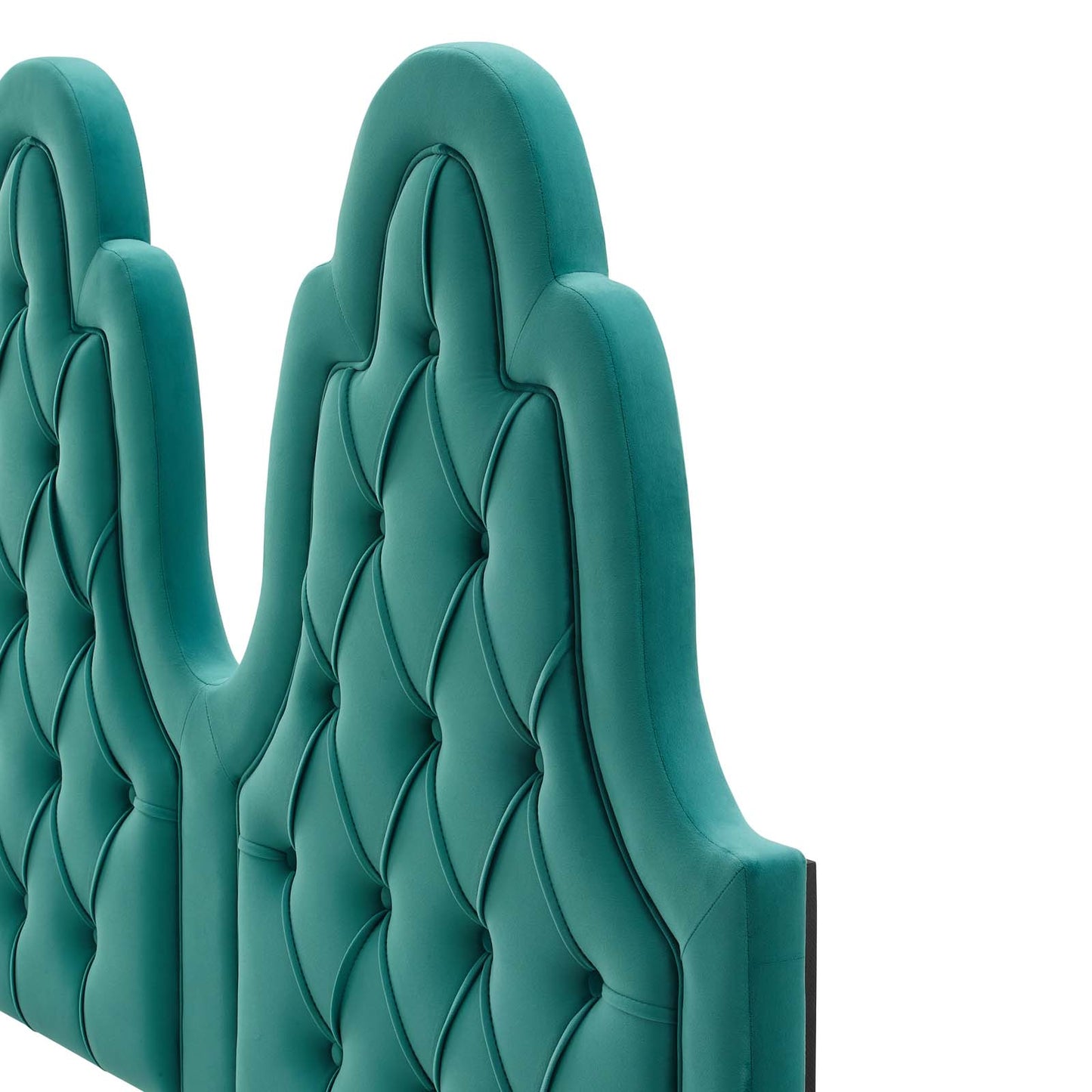 Augustine Tufted Performance Velvet Full/Queen Headboard, Velvet, Teal Blue, 22308