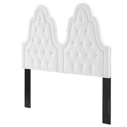 Augustine Tufted Performance Velvet Full/Queen Headboard, Velvet, White, 22309