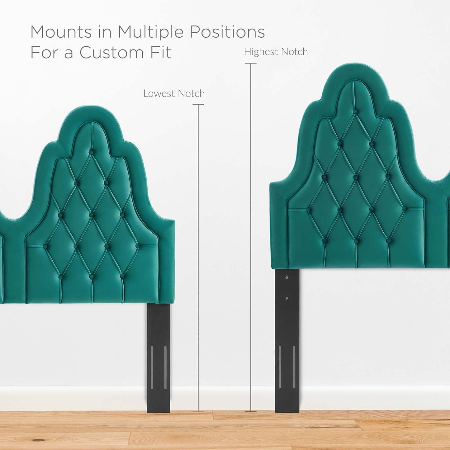 Augustine Tufted Performance Velvet King/California King Headboard, Velvet, Teal Blue, 22316