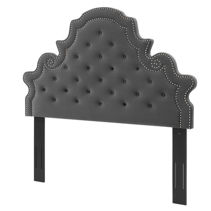 Diana Tufted Performance Velvet Twin Headboard, Velvet, Dark Grey Gray, 22318