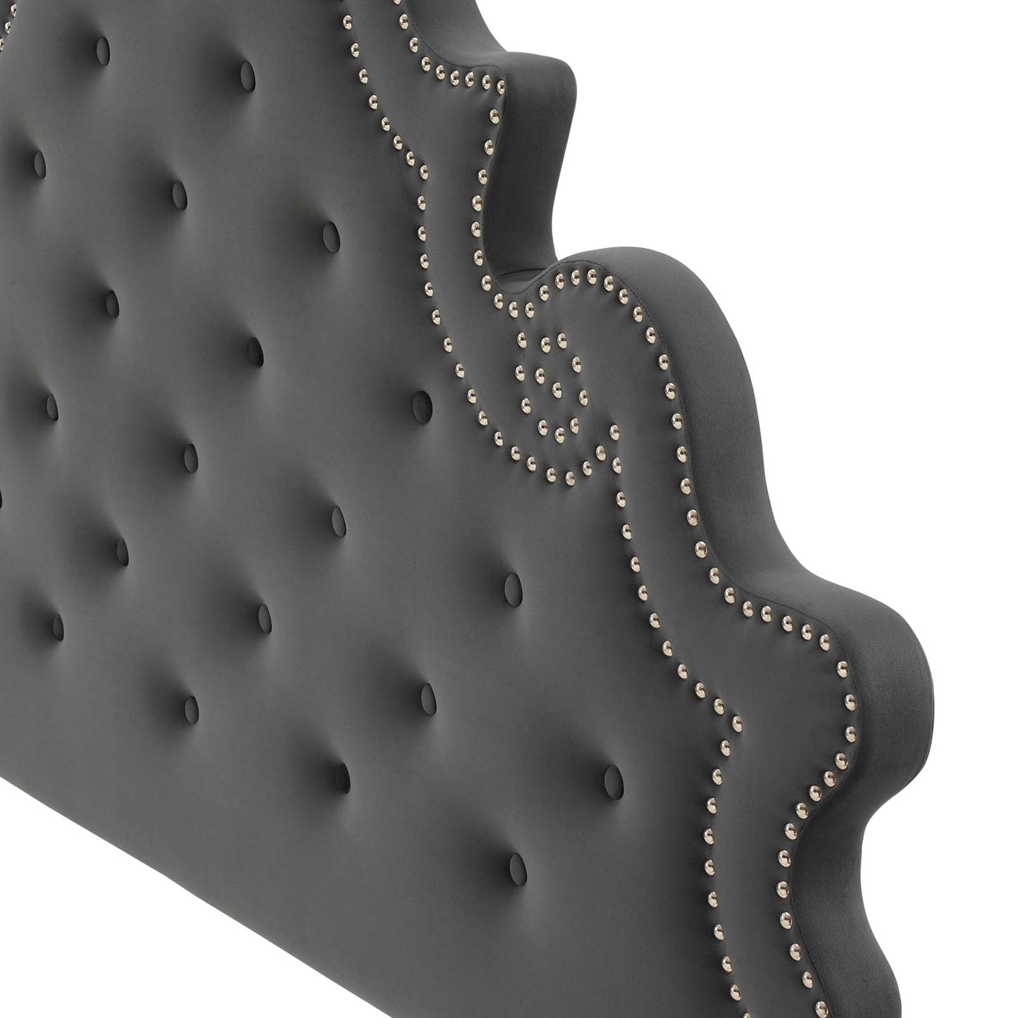 Diana Tufted Performance Velvet Twin Headboard, Velvet, Dark Grey Gray, 22318
