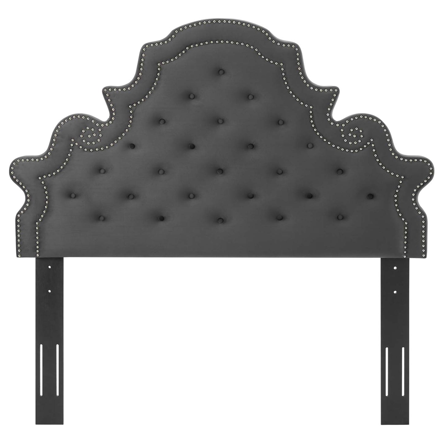 Diana Tufted Performance Velvet Twin Headboard, Velvet, Dark Grey Gray, 22318