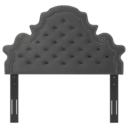 Diana Tufted Performance Velvet Twin Headboard, Velvet, Dark Grey Gray, 22318