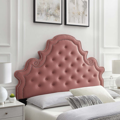 Diana Tufted Performance Velvet Twin Headboard, Velvet, Pink, 22319
