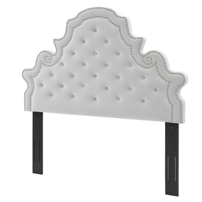 Diana Tufted Performance Velvet Twin Headboard, Velvet, Light Grey Gray, 22320