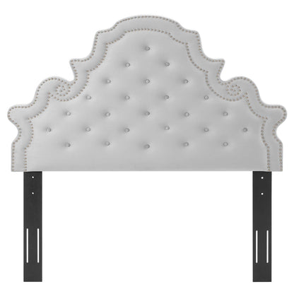 Diana Tufted Performance Velvet Twin Headboard, Velvet, Light Grey Gray, 22320