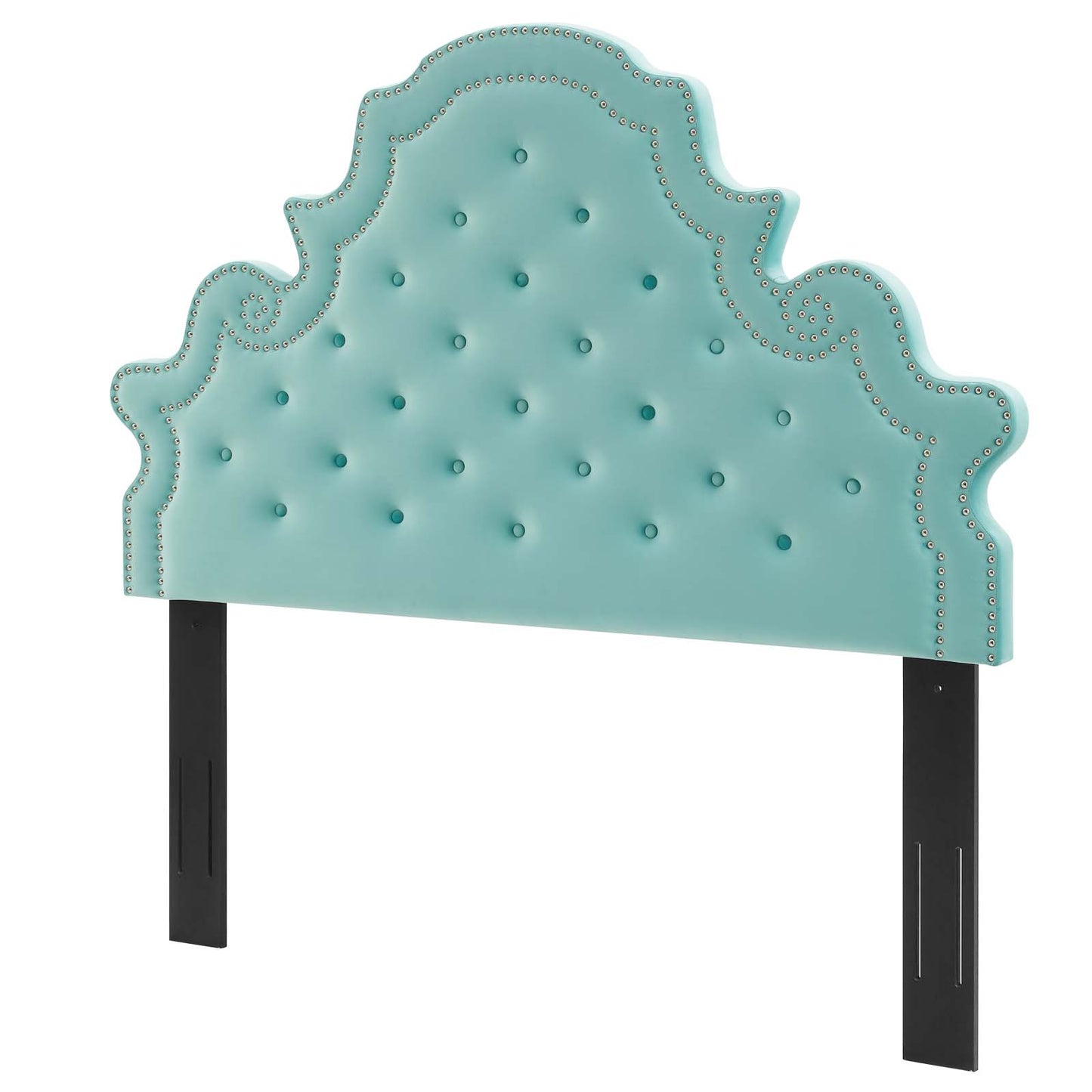 Diana Tufted Performance Velvet Twin Headboard, Velvet, Blue, 22321