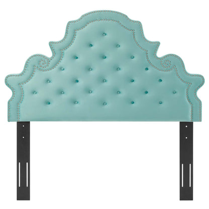 Diana Tufted Performance Velvet Twin Headboard, Velvet, Blue, 22321