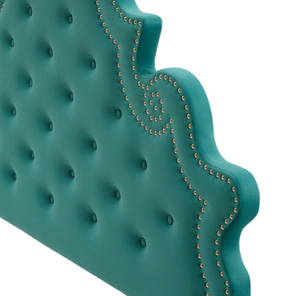 Diana Tufted Performance Velvet Twin Headboard, Velvet, Teal Blue, 22324