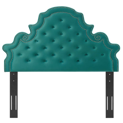 Diana Tufted Performance Velvet Twin Headboard, Velvet, Teal Blue, 22324