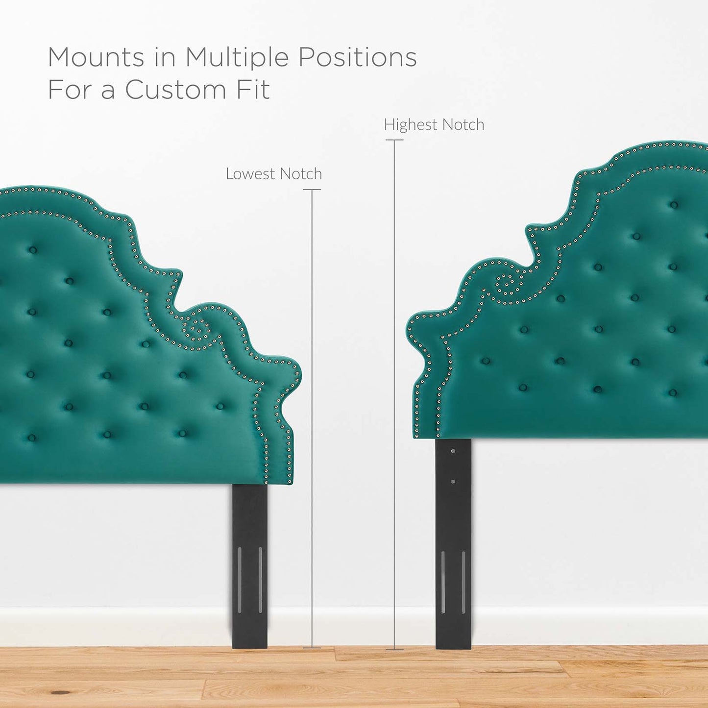 Diana Tufted Performance Velvet Twin Headboard, Velvet, Teal Blue, 22324
