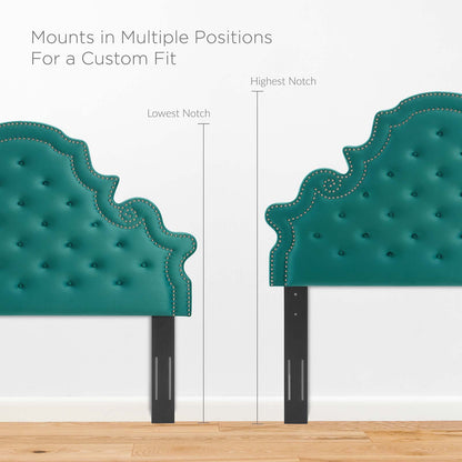 Diana Tufted Performance Velvet Twin Headboard, Velvet, Teal Blue, 22324