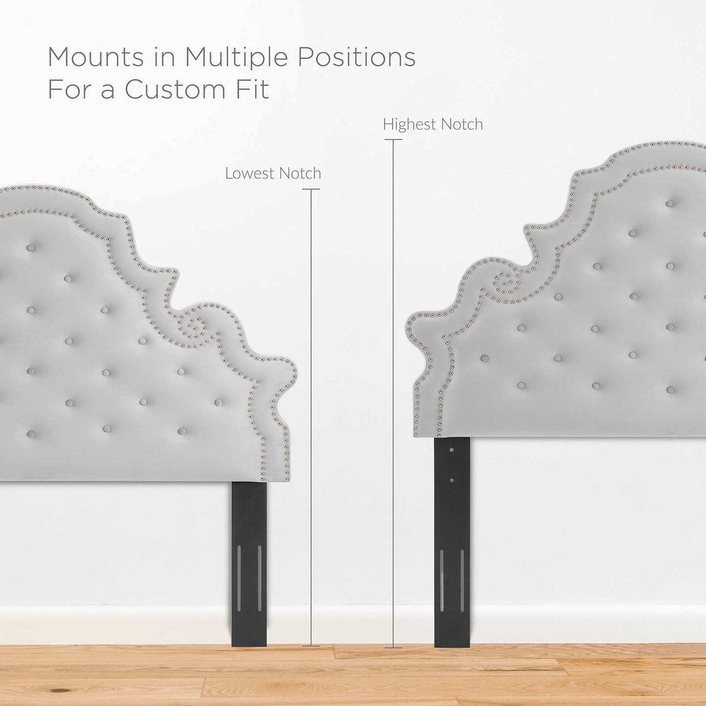 Diana Tufted Performance Velvet Full/Queen Headboard, Velvet, Light Grey Gray, 22328