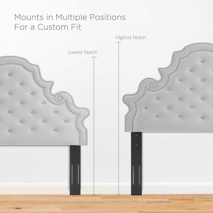 Diana Tufted Performance Velvet Full/Queen Headboard, Velvet, Light Grey Gray, 22328