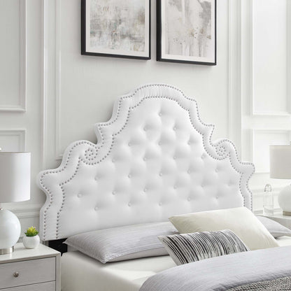 Diana Tufted Performance Velvet Full/Queen Headboard, Velvet, White, 22333