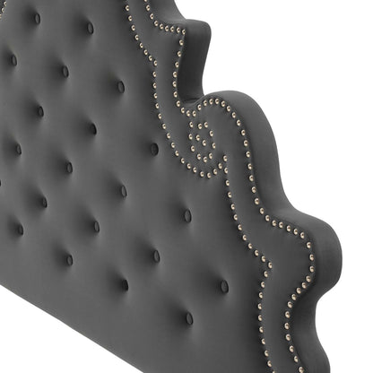 Diana Tufted Performance Velvet King/California King Headboard, Velvet, Dark Grey Gray, 22334