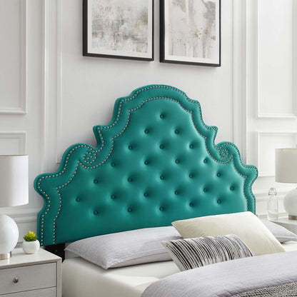 Diana Tufted Performance Velvet King/California King Headboard, Velvet, Teal Blue, 22340