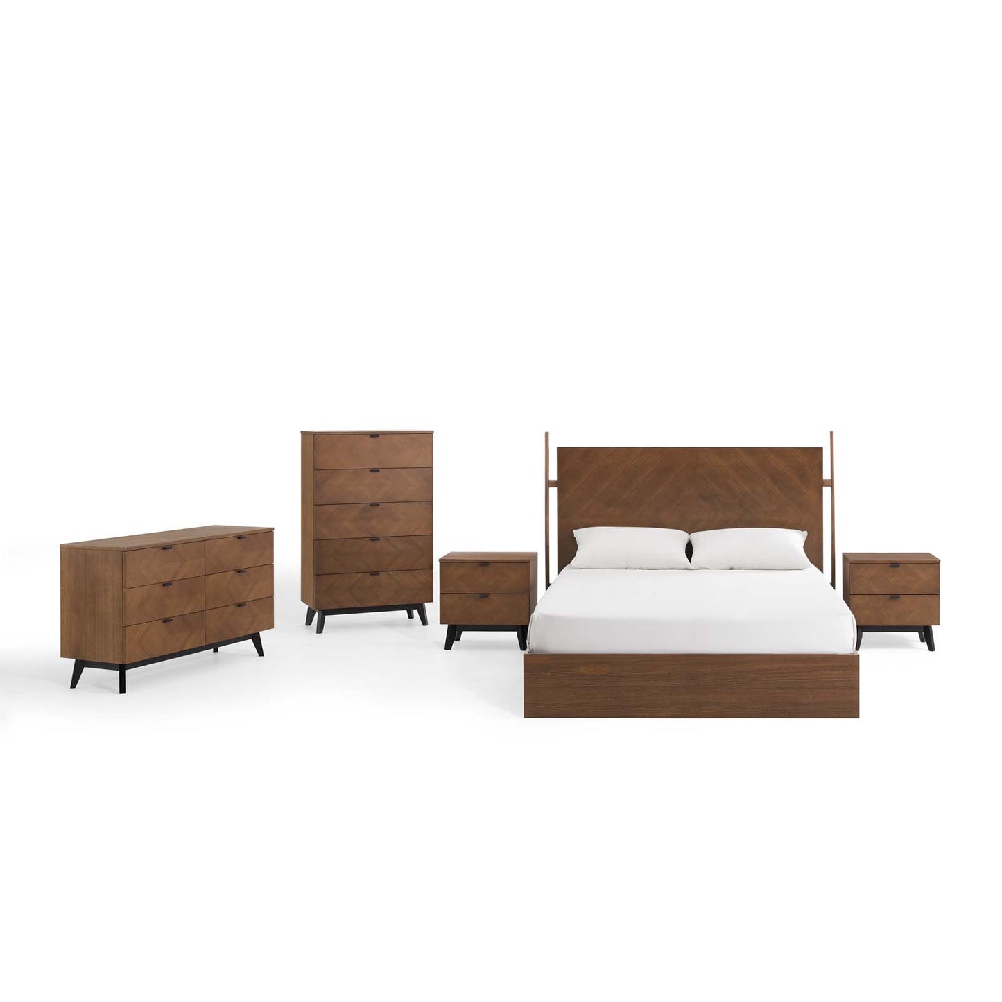 Kali 5-Piece Bedroom Set, Wood, Brown Walnut, 22342
