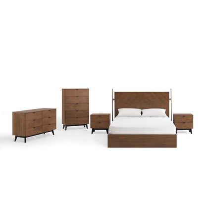 Kali 5-Piece Bedroom Set, Wood, Brown Walnut, 22342