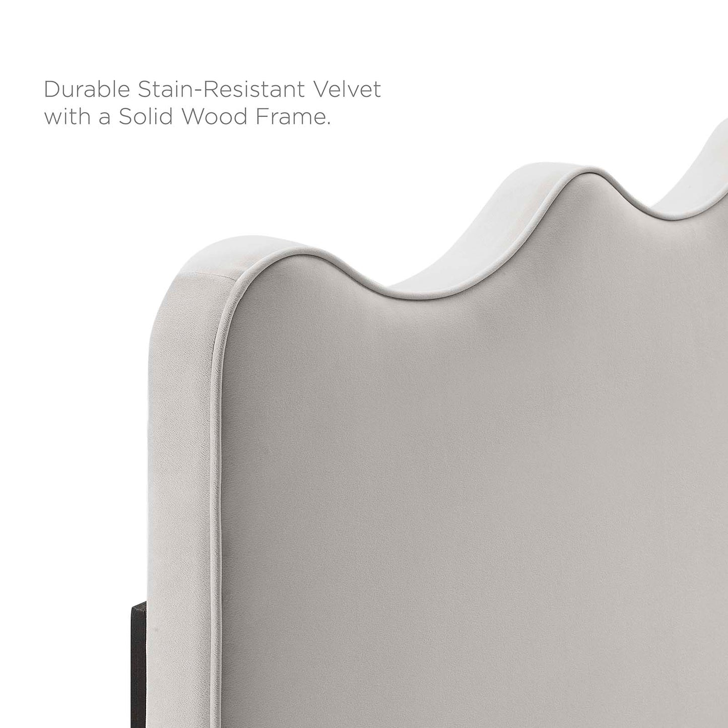 Athena Performance Velvet Twin Headboard, Velvet, Light Grey Gray, 22345