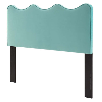 Athena Performance Velvet Twin Headboard, Velvet, Blue, 22346