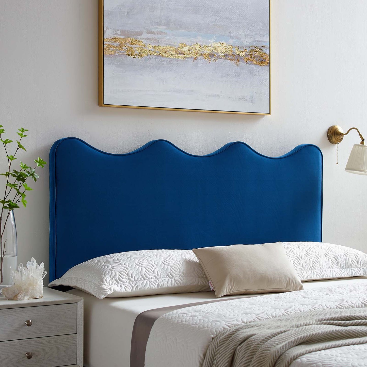 Athena Performance Velvet Full/Queen Headboard, Velvet, Blue Navy, 22355