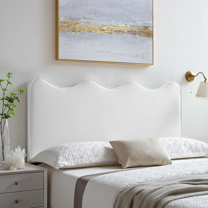 Athena Performance Velvet Full/Queen Headboard, Velvet, White, 22358