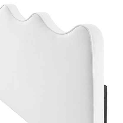 Athena Performance Velvet King/California King Headboard, Velvet, White, 22366