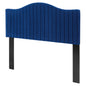 Brielle Channel Tufted Performance Velvet Twin Headboard, Velvet, Blue Navy, 22369