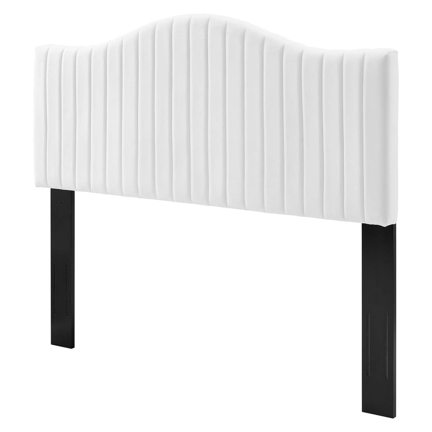 Brielle Channel Tufted Performance Velvet Twin Headboard, Velvet, White, 22371