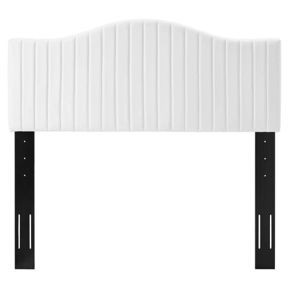Brielle Channel Tufted Performance Velvet Twin Headboard, Velvet, White, 22371