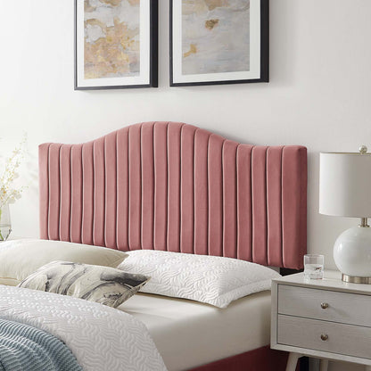 Brielle Channel Tufted Performance Velvet Full/Queen Headboard, Velvet, Pink, 22373
