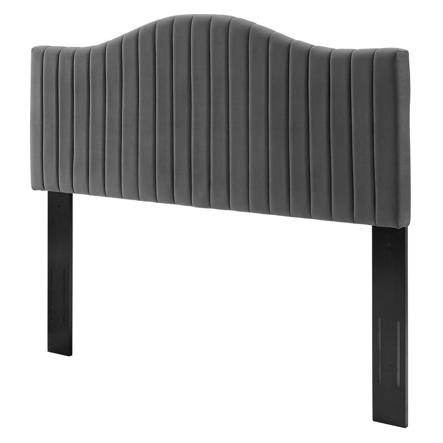 Brielle Channel Tufted Performance Velvet King/California King Headboard, Velvet, Dark Grey Gray, 22377