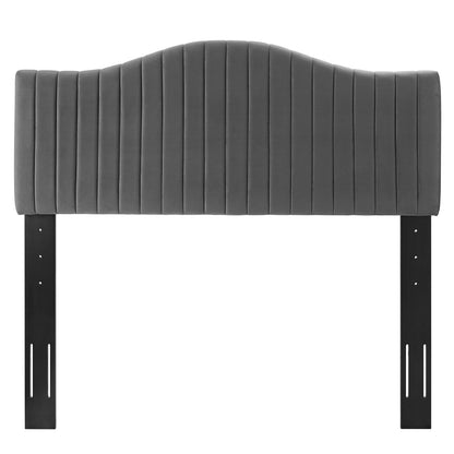 Brielle Channel Tufted Performance Velvet King/California King Headboard, Velvet, Dark Grey Gray, 22377