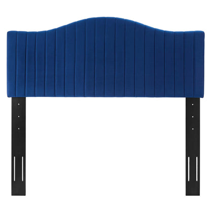 Brielle Channel Tufted Performance Velvet King/California King Headboard, Velvet, Blue Navy, 22379