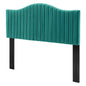 Brielle Channel Tufted Performance Velvet King/California King Headboard, Velvet, Teal Blue, 22380