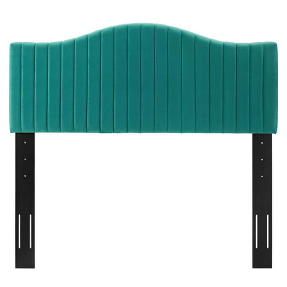Brielle Channel Tufted Performance Velvet King/California King Headboard, Velvet, Teal Blue, 22380