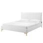 Peyton Performance Velvet Queen Platform Bed, Velvet, White, 23169