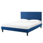 Peyton Performance Velvet Queen Platform Bed, Velvet, Blue Navy, 23182