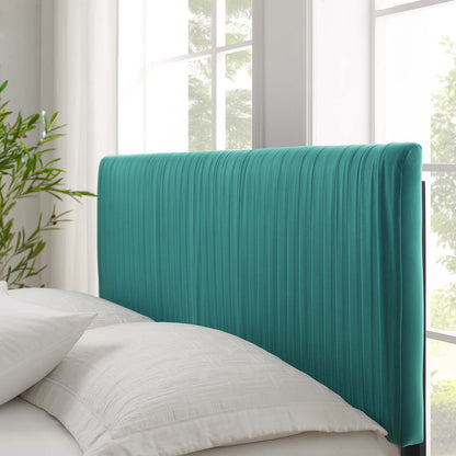 Peyton Performance Velvet Queen Platform Bed, Velvet, Teal Blue, 23184