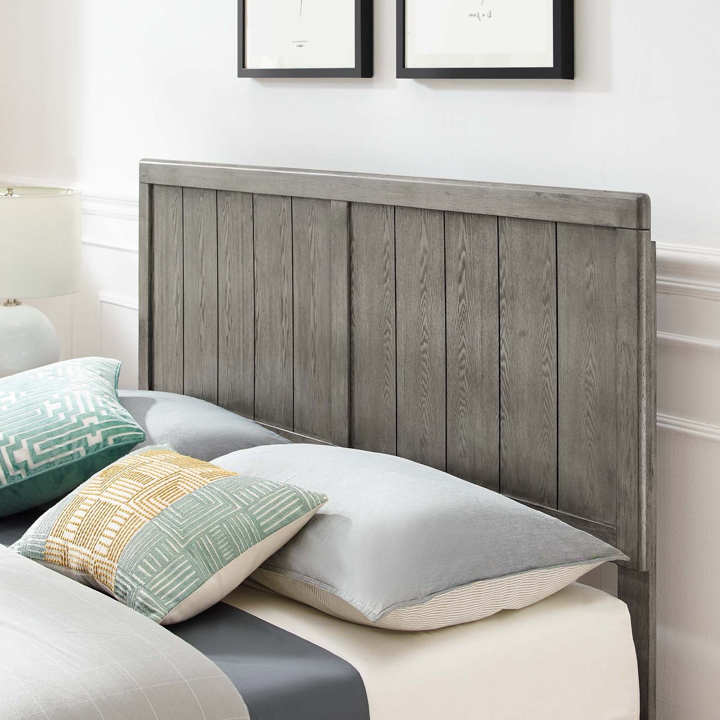 Alana Full Wood Platform Bed With Angular Frame, Wood, Grey Gray, 22396