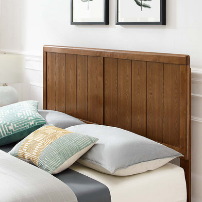 Alana Full Wood Platform Bed With Angular Frame, Wood, Brown Walnut, 22397