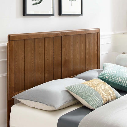 Alana King Wood Platform Bed With Angular Frame, Wood, Brown Walnut, 22400