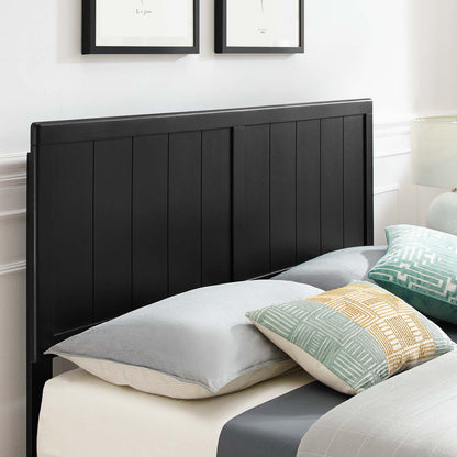 Alana Twin Wood Platform Bed With Angular Frame, Wood, Black, 22401