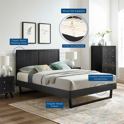 Alana Twin Wood Platform Bed With Angular Frame, Wood, Black, 22401